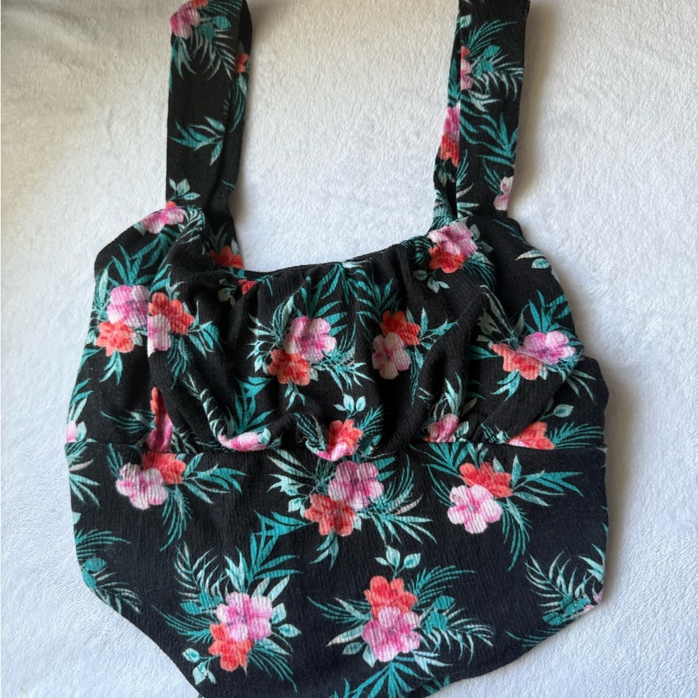 Floral Black Sleeveless Top